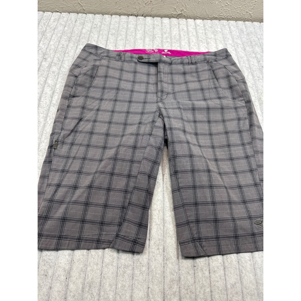 Mountain Hardwear Womens Gray Plaid Hiking‎ Shorts Size 10 OL3477 Stretch Trail